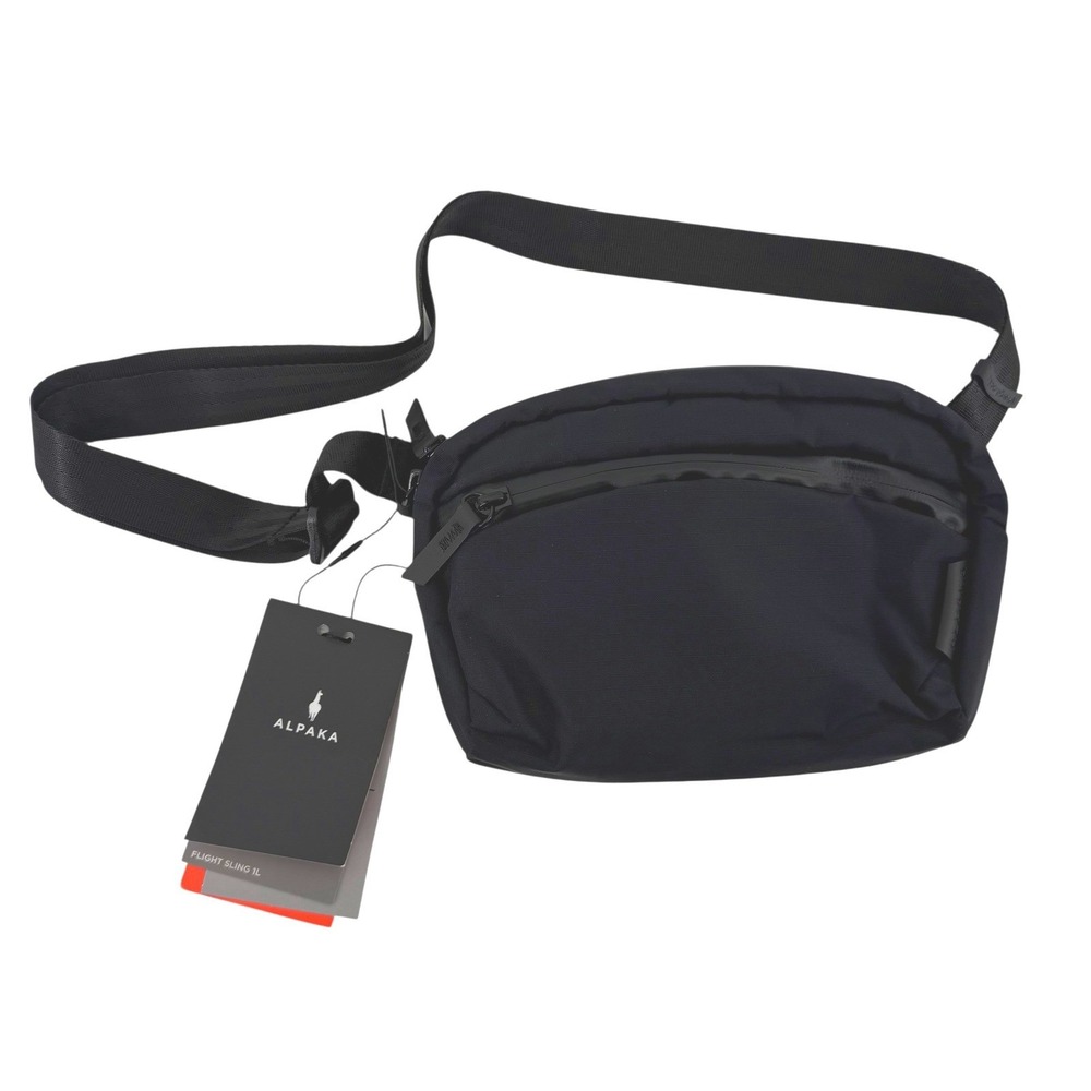 NWT Alpaka Flight Sling 1L Black Axoflux Recycled Fabric Crossbody Bag Travel